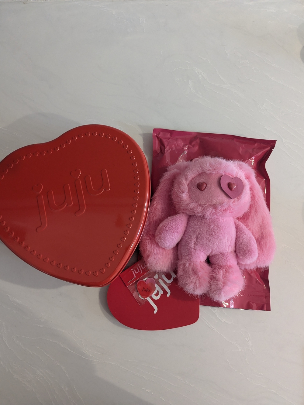 CJ Hendry Juju Pink Plush Pendant with Heart Case NWT